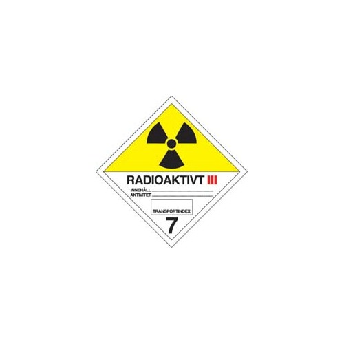 Skylt ADR radioaktiva ämnen nr 7C självhäftande