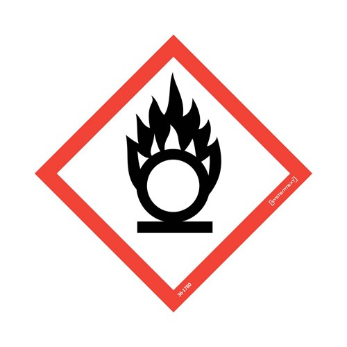 Skylt CLP-symbol oxiderande ämnen självhäftande
