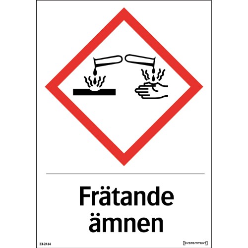 Skylt CLP frätande ämnen