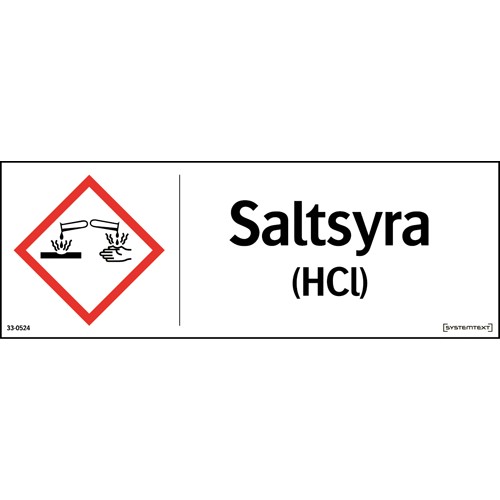 Skylt CLP saltsyra (HCI)