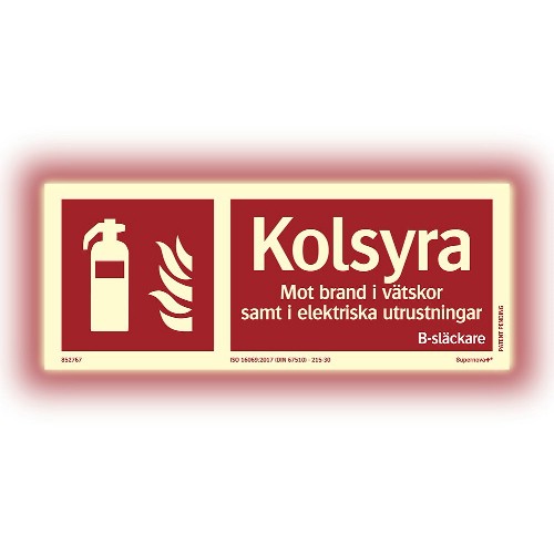 Skylt kolsyresläckare Supernova+ färgefterlysande