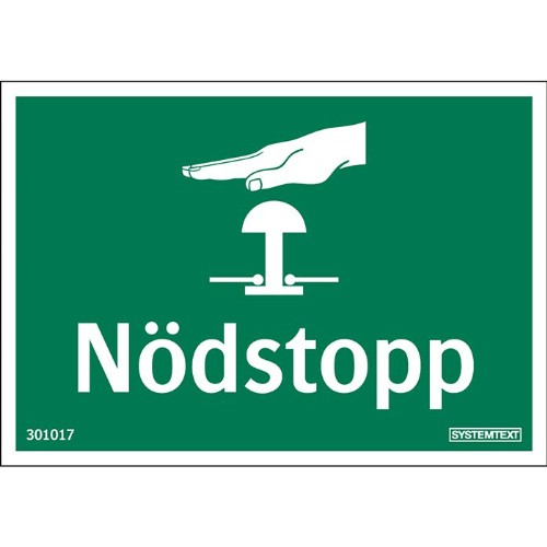 Skylt nödstopp självhäftande