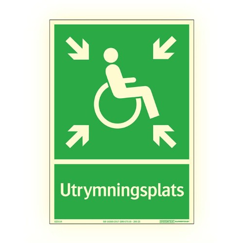 Skylt utrymningsplats Supernova färgefterlysande